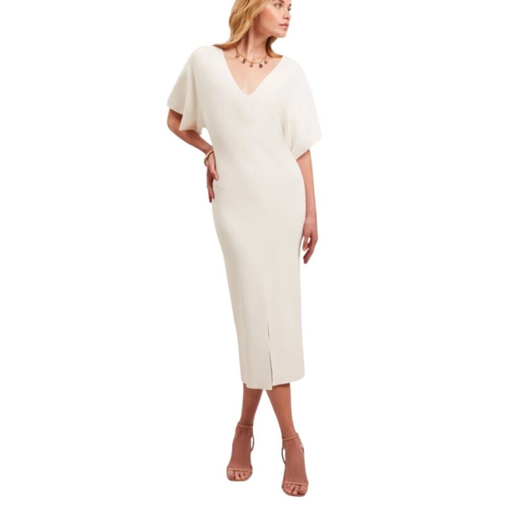 Ted Baker Ivory Wide Sleeve Knitted Bodycon Midi Dress Size US 4